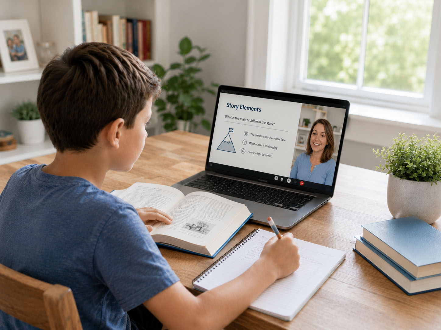Student in a live online reading and writing class — Breakthrough stage
